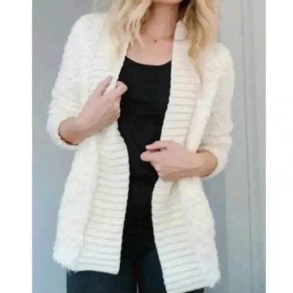Anthropologie Sleeping On Snow Open Front Cardigan Sweater Size Small - Picture 1 of 7